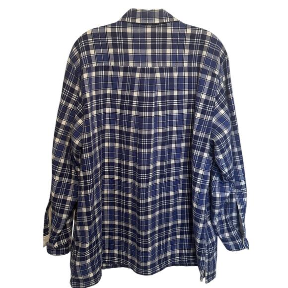 L.L. Bean Fleece-Lined Flannel Shirt/Shacket Womens Size 2X Blue Plaid Preppy - Picture 4 of 8